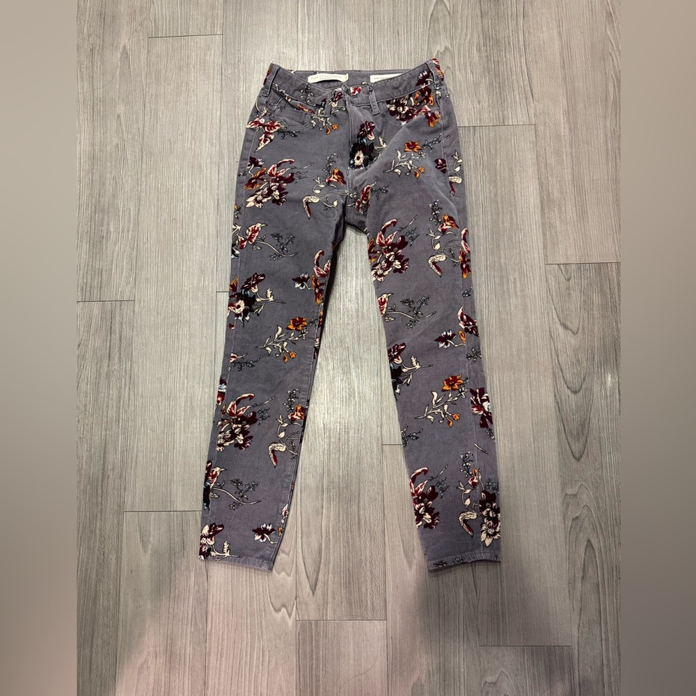 Anthropologie pilcro corduroy flower printed Jean, Sz 27 28